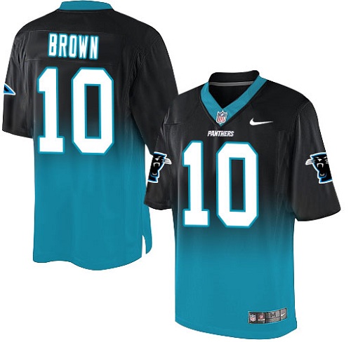 Men's Elite Corey Brown Nike Jersey Black/Blue - #10 Fadeaway NFL Carolina Panthers